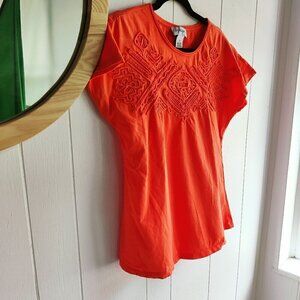 Peck & Peck Embroidered Short Sleeve top in 100% Cotton, Sz M Simple but elegant